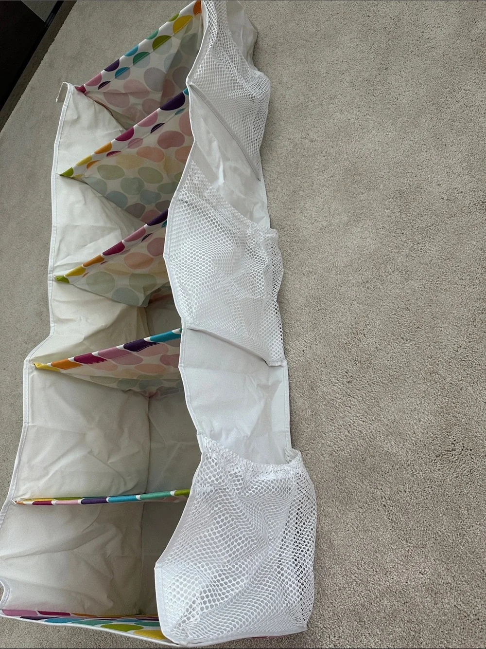 Multicolor Dot Hanging Closet Organizer - White Fabric